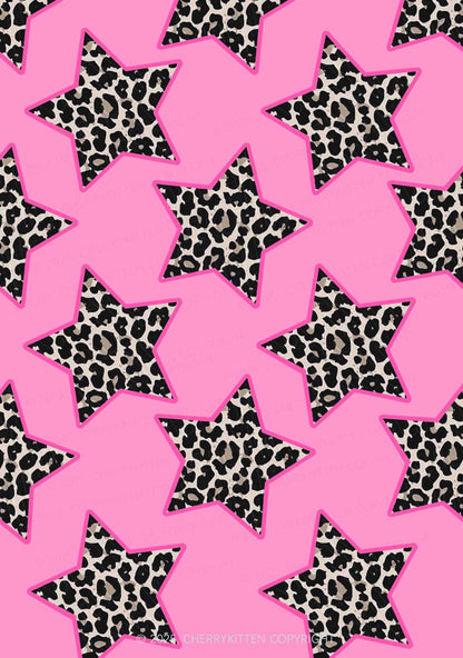 Leopard Star Y2K Print Mini Layered Skirt Cherrykitten