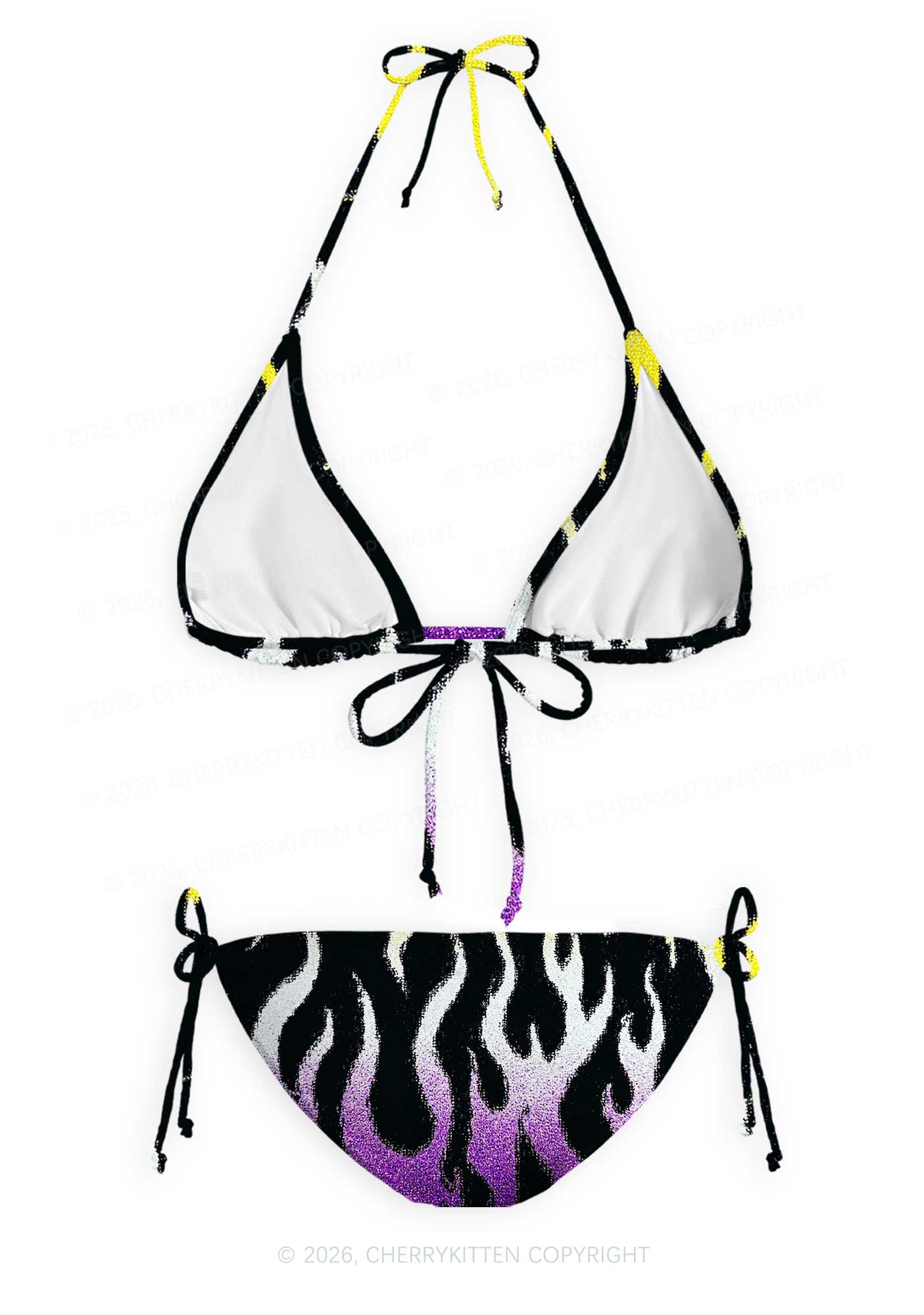 Nonbinary Flame Pride Y2K Print Bikini Set Cherrykitten