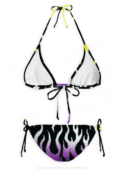 Nonbinary Flame Pride Y2K Print Bikini Set Cherrykitten