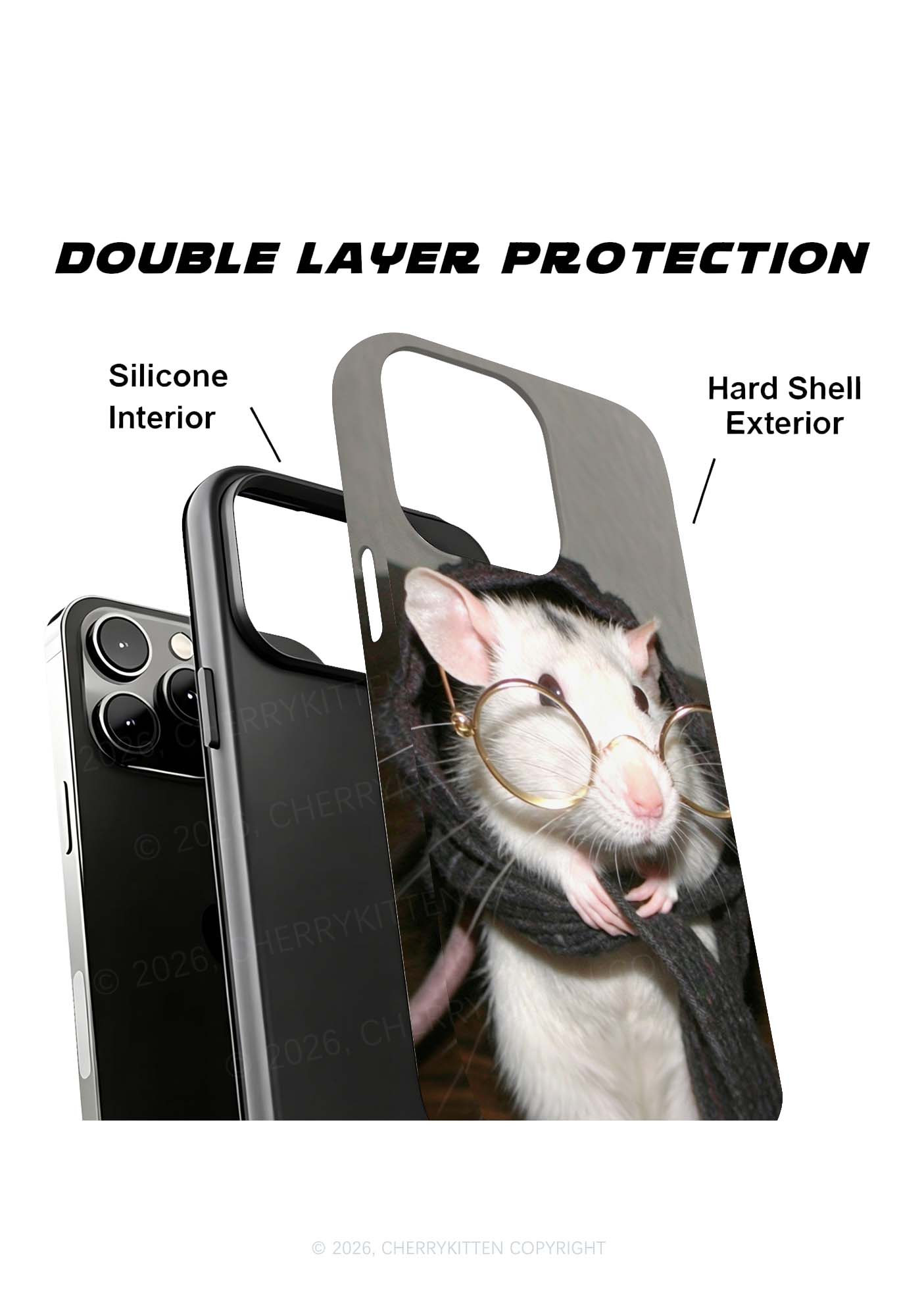 Glasses Rat Y2K Phone Case Cherrykitten