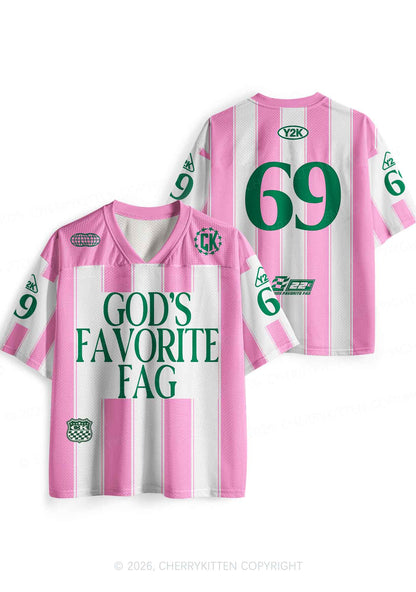Deep Green Gods Favorite Fag Pride Y2K Sport Jersey Shirts Cherrykitten