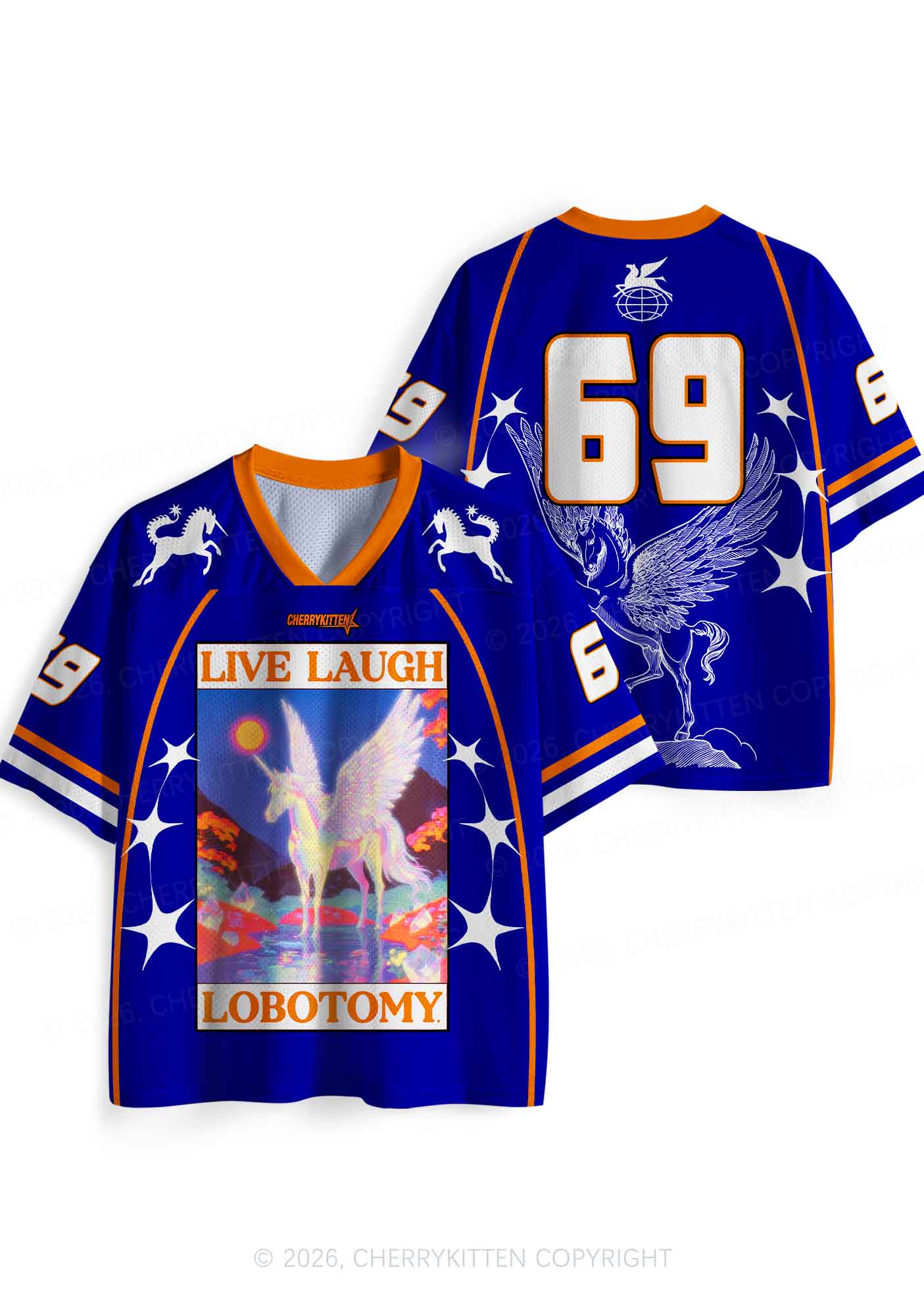 Dark Blue Live Laugh Lobotomy Y2K Sport Jersey Shirts Cherrykitten