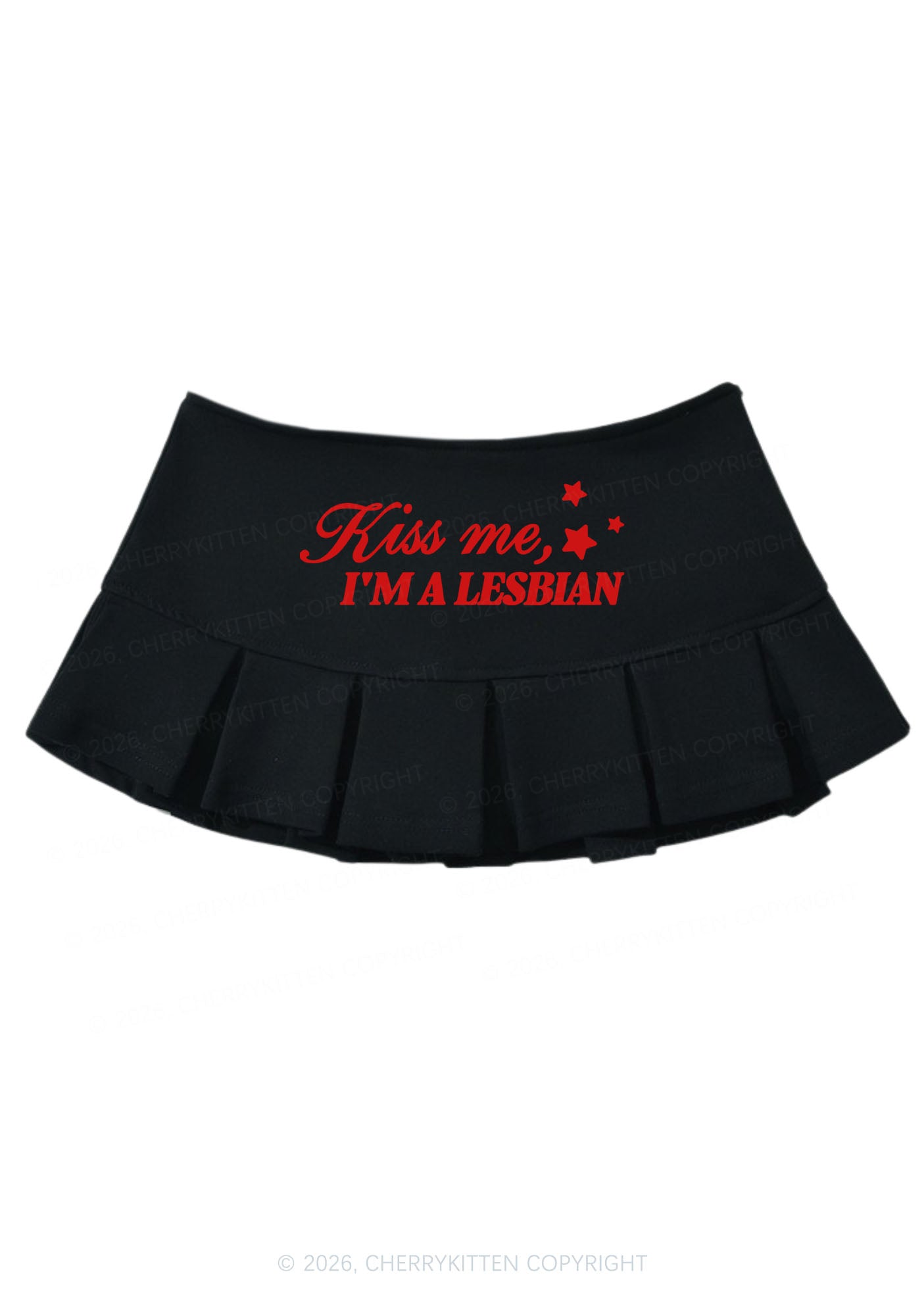 Kiss Me Im A Lesbian Pride Y2K Mini Pleated Skirts Cherrykitten