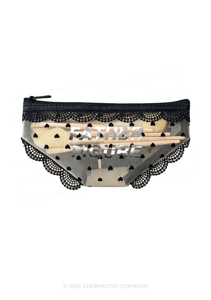Father Figure Silver Foil Printed Y2K Briefs Shape Cosmetic Pouch Cherrykitten