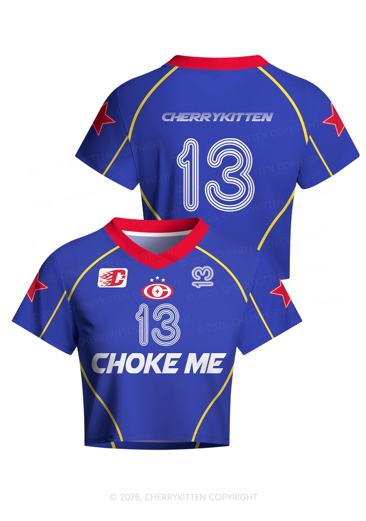 Choke Me Y2K Crop Football Jersey Shirts Cherrykitten