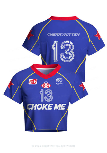 Choke Me Y2K Crop Football Jersey Shirts Cherrykitten