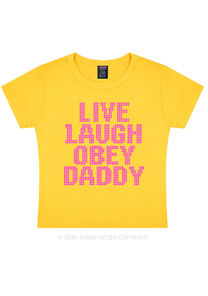 Live Laugh Obey Daddy Y2K Baby Tee Cherrykitten