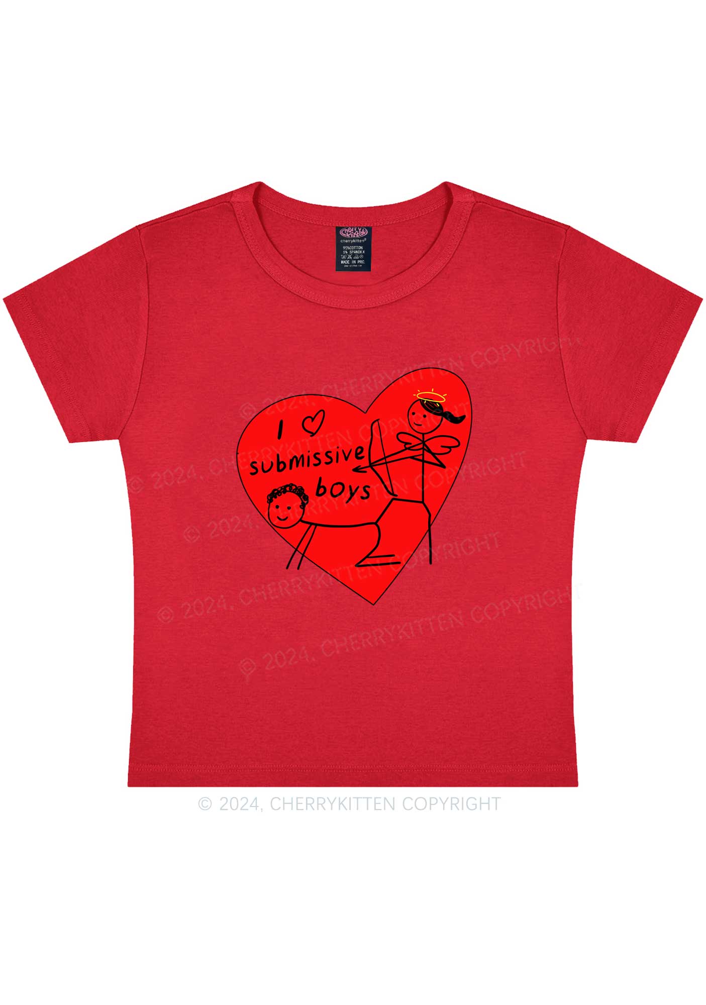 Girl Love S Boys Y2K Valentine's Day Baby Tee Cherrykitten