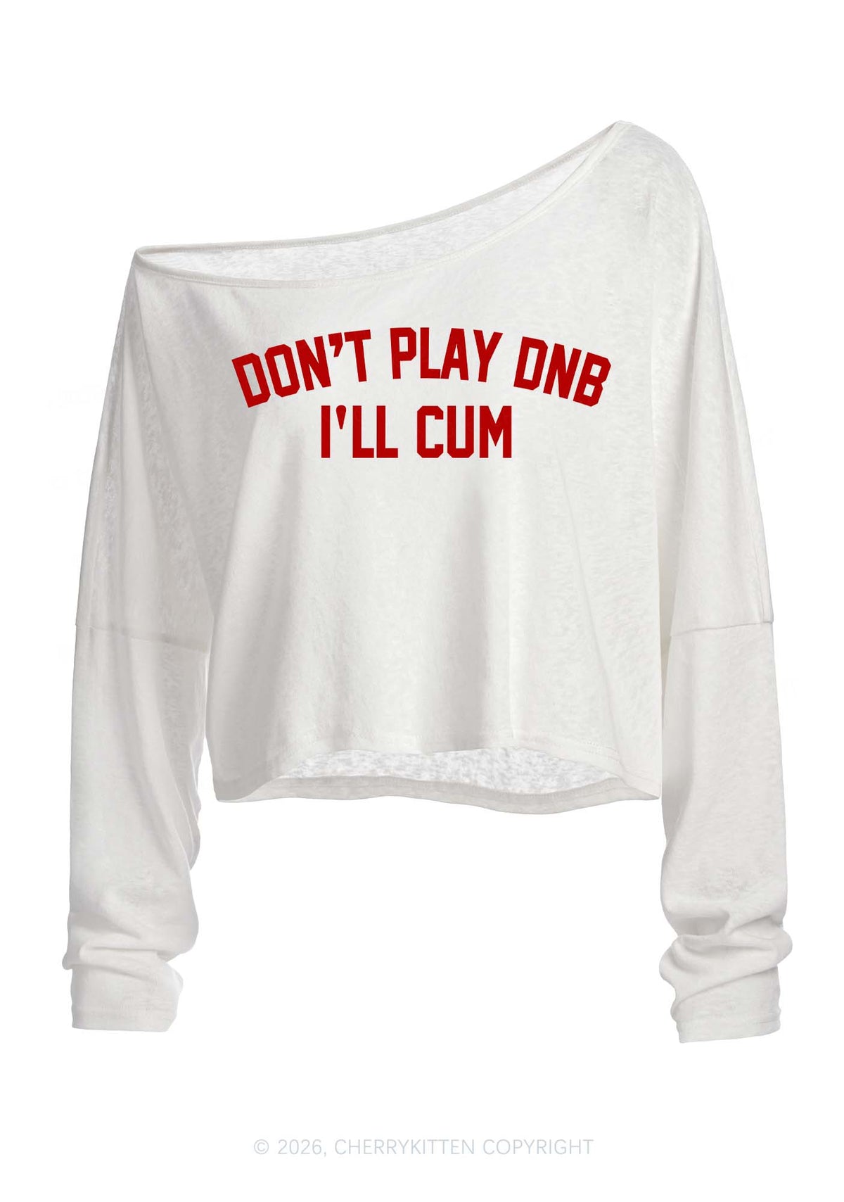 Dont Play DNB Y2K Off Shoulder Long Sleeve Crop Top Cherrykitten