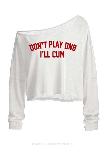 Dont Play DNB Y2K Off Shoulder Long Sleeve Crop Top Cherrykitten