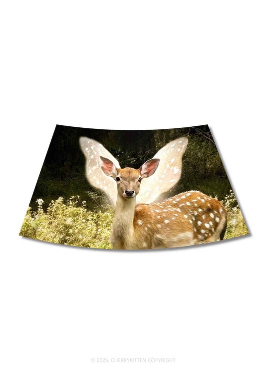 Forest Deer Y2K Print Mini Skirt Cherrykitten