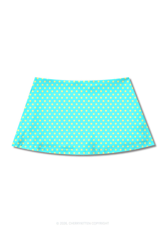 Yellow Dots On Green Y2K Print Mini Skirt Cherrykitten