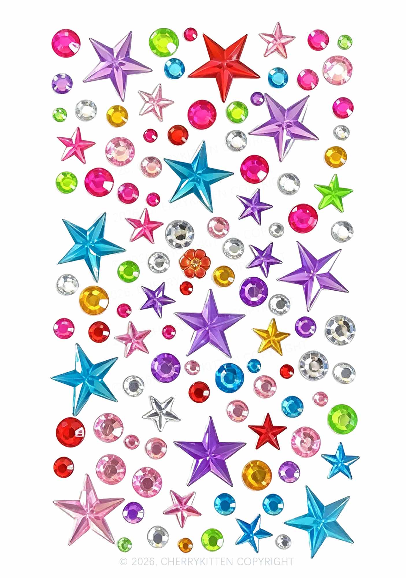 1pc Self Adhesive Rhinestones Y2K Face Sticker Cherrykitten