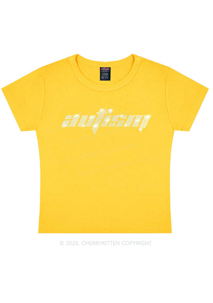 Rhinestone Autism Y2K Baby Tee Cherrykitten