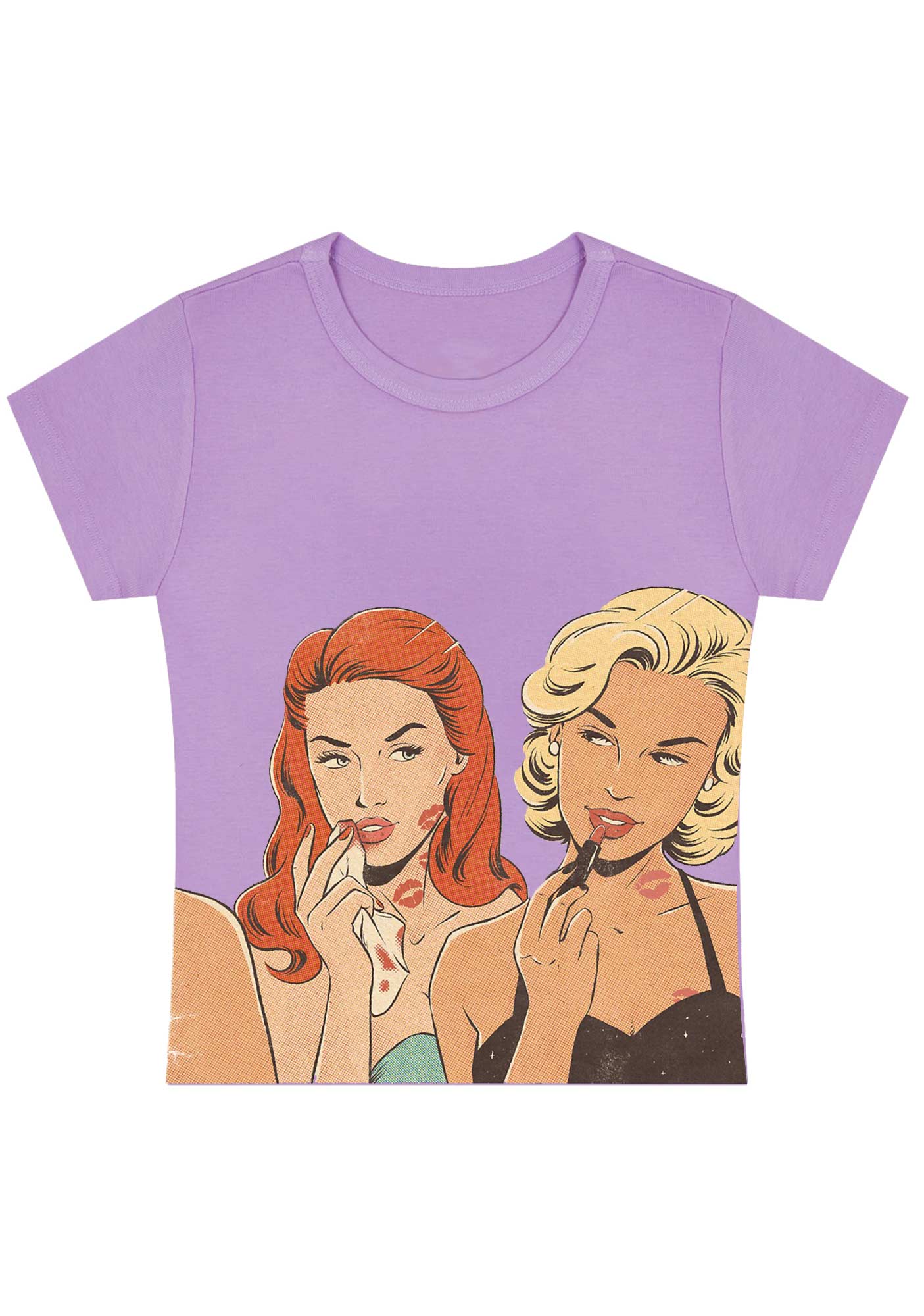 Curvy Lip Print Women Baby Tee