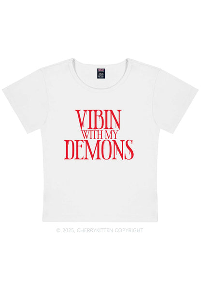 Halloween Vibin With My Demons Y2K Baby Tee Cherrykitten