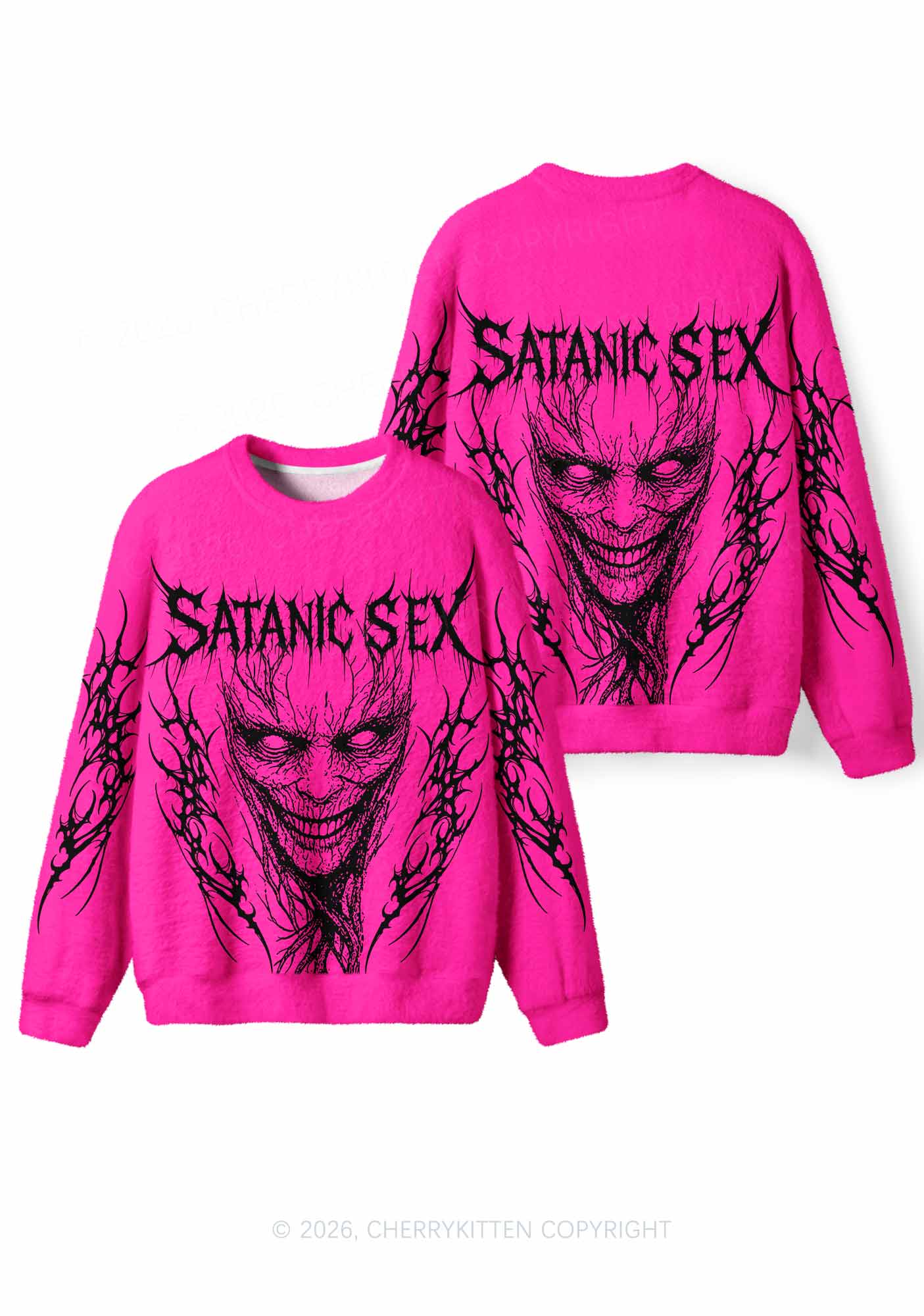 Halloween Satanic Sx Y2K Knit Sweatshirt Cherrykitten