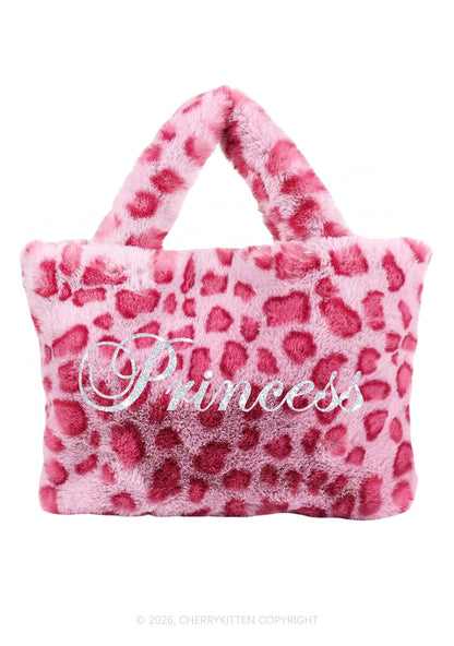 Glitter Leopard Princess Y2K Plush Leopard Handbag Cherrykitten