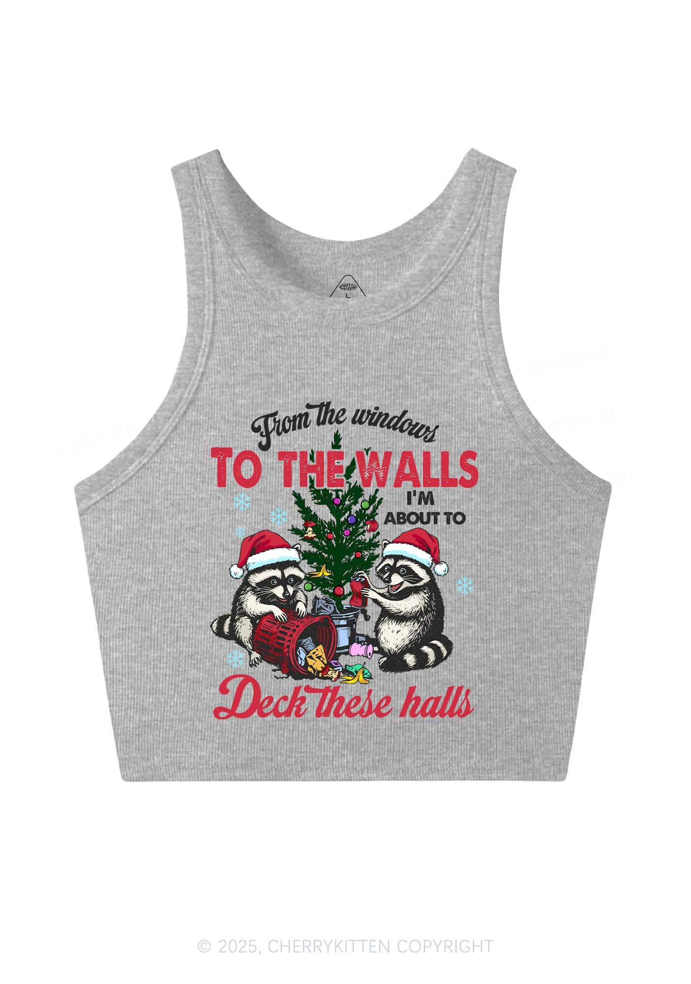 Christmas To The Walls Y2K Crop Tank Top Cherrykitten