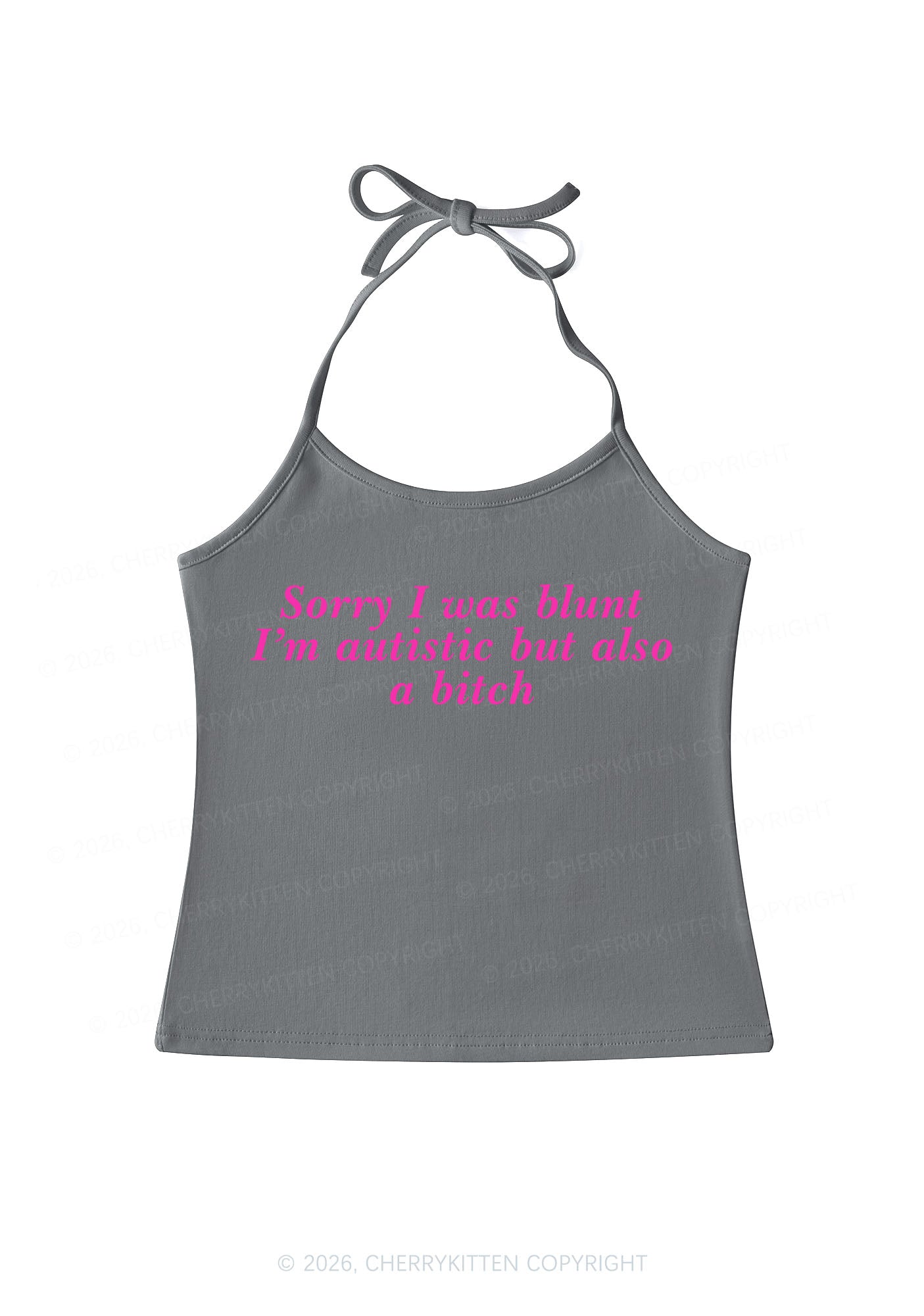 Sorry I Was Blunt Y2K Halter Neck Cami Cherrykitten