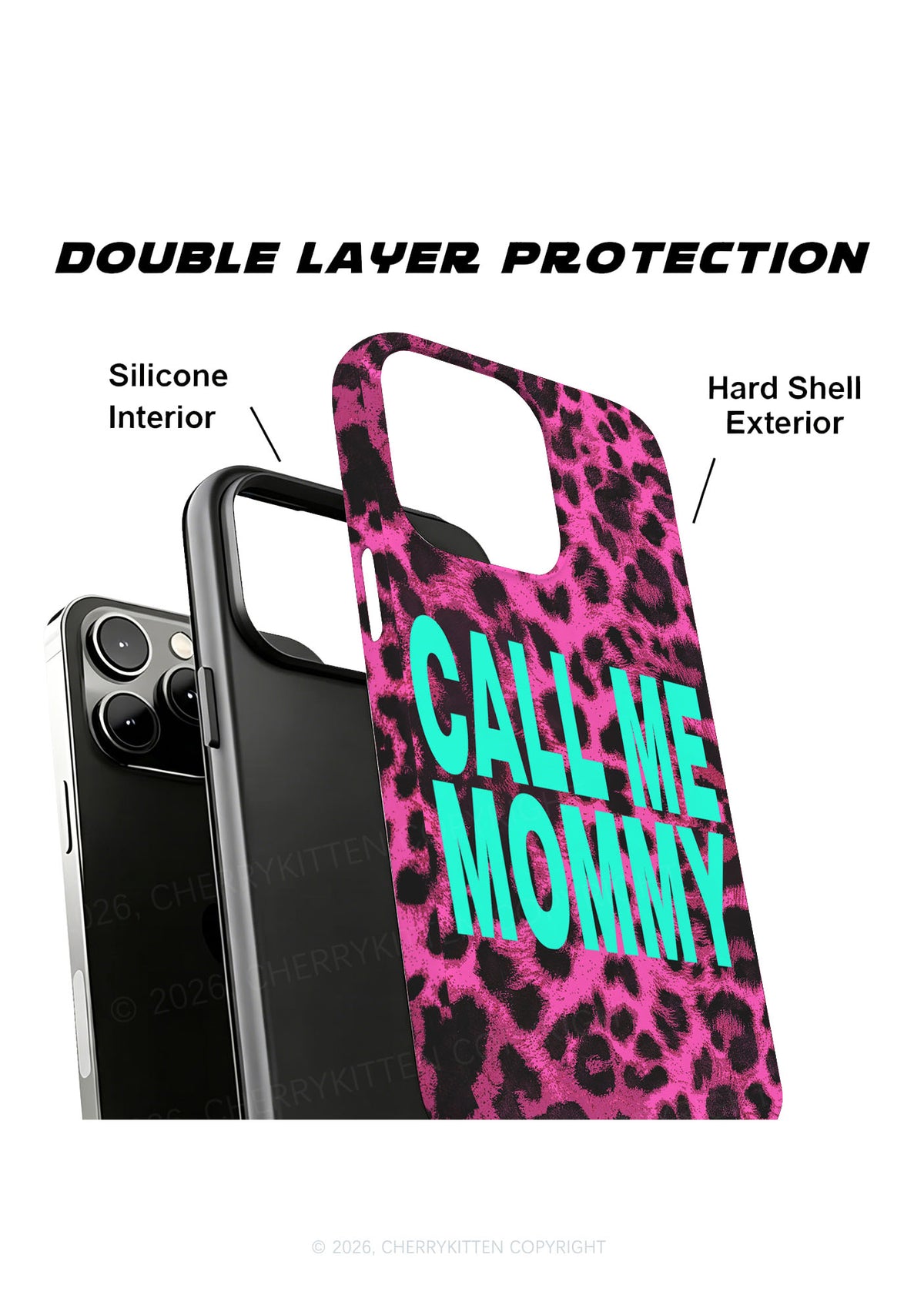 Call Me Mommy Pink Leopard Y2K Phone Case Cherrykitten