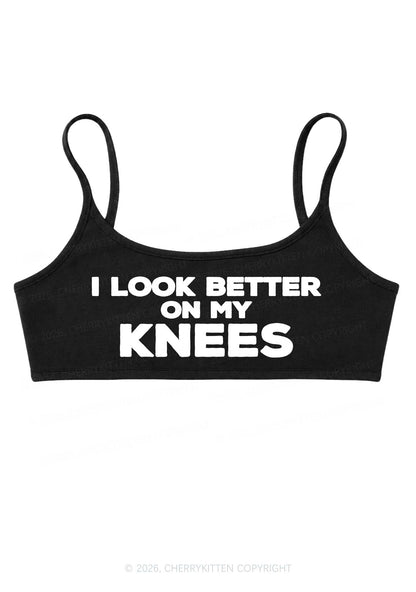 I Look Better On My Knees Y2K Super Crop Cami Cherrykitten