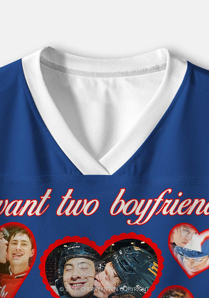Blue I Want Two Boyfriends HR Y2K Crop Sport Jersey Shirts Cherrykitten
