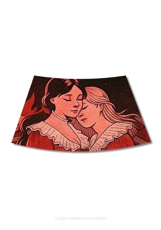 Lover Girls Pride Y2K Print Mini Skirt Cherrykitten