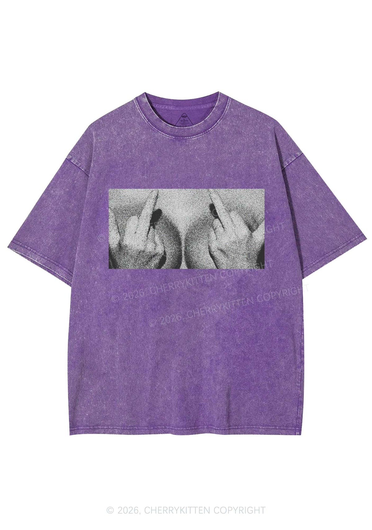 Middle Finger Bxxbs Y2K Shirts Washed Tee Cherrykitten