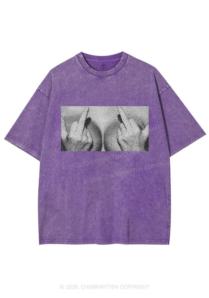 Middle Finger Bxxbs Y2K Shirts Washed Tee Cherrykitten