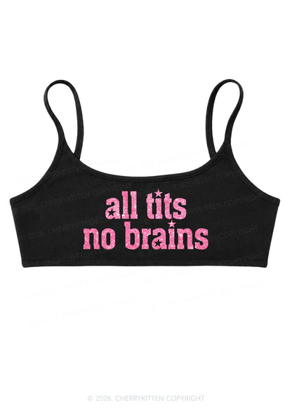 Glitter All Txts No Brains Star Y2K Super Crop Cami Cherrykitten