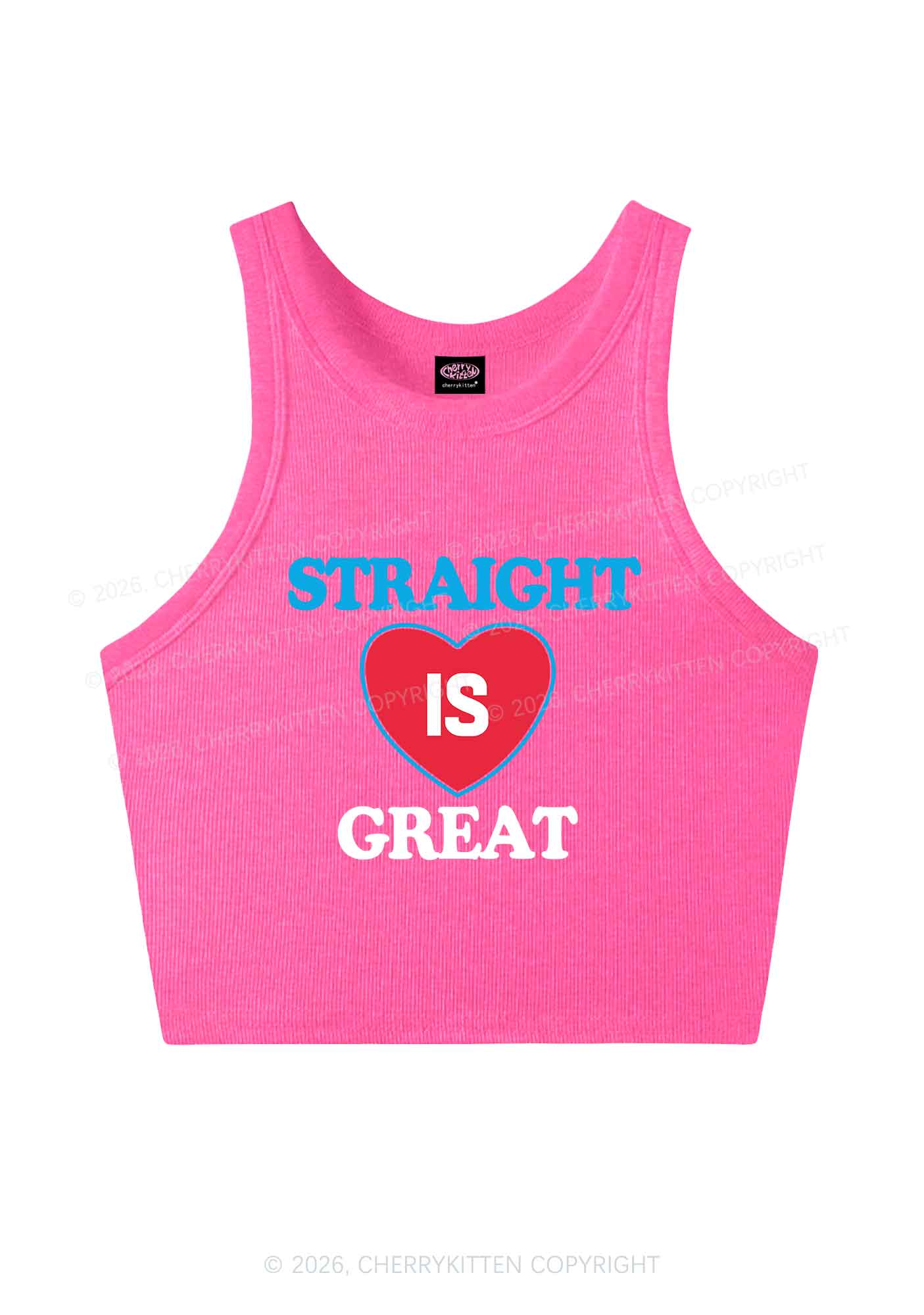 Straight Is Great Pride Y2K Crop Tank Top Cherrykitten