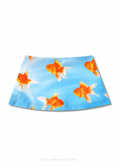 Goldfish Y2K Print Mini Skirt Cherrykitten