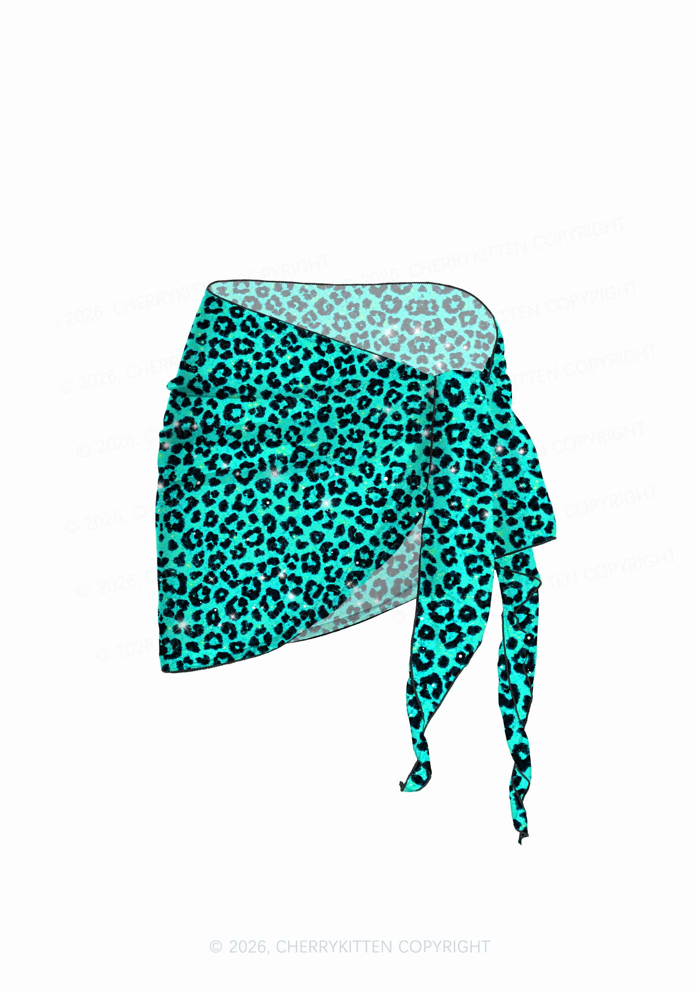 Turquoise Green Leopard Y2K Print Bikini Set Cherrykitten