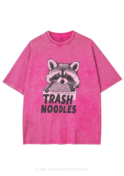 Raccoon Trash Noodles Y2K Shirts Washed Tee Cherrykitten
