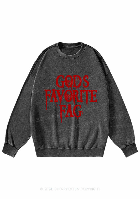 Halloween Gods Favorite Fag Pride Y2K Washed Sweatshirts Cherrykitten
