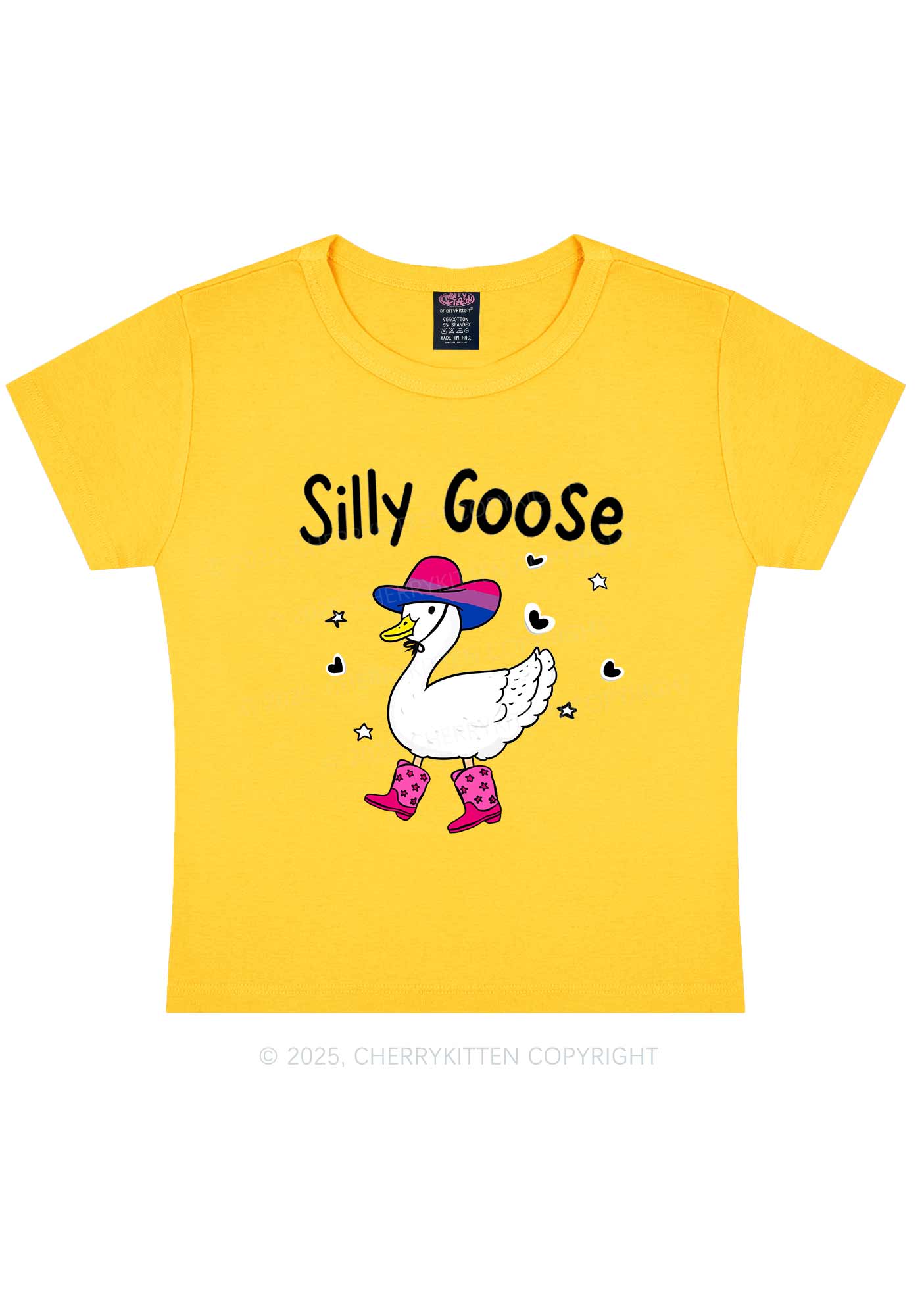 Silly Goose Bisexual Pride Y2K Baby Tee Cherrykitten