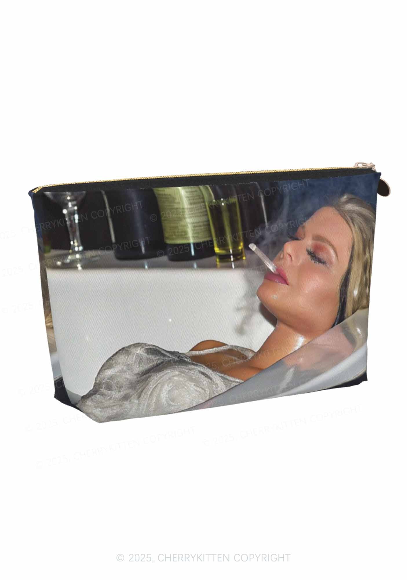 Smoking Woman Y2K Leather Makeup Bag Cherrykitten