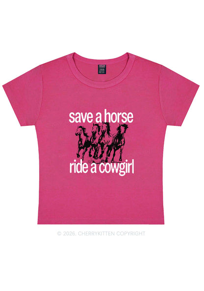 Four Horses Cowgirl Pride Y2K Baby Tee Cherrykitten