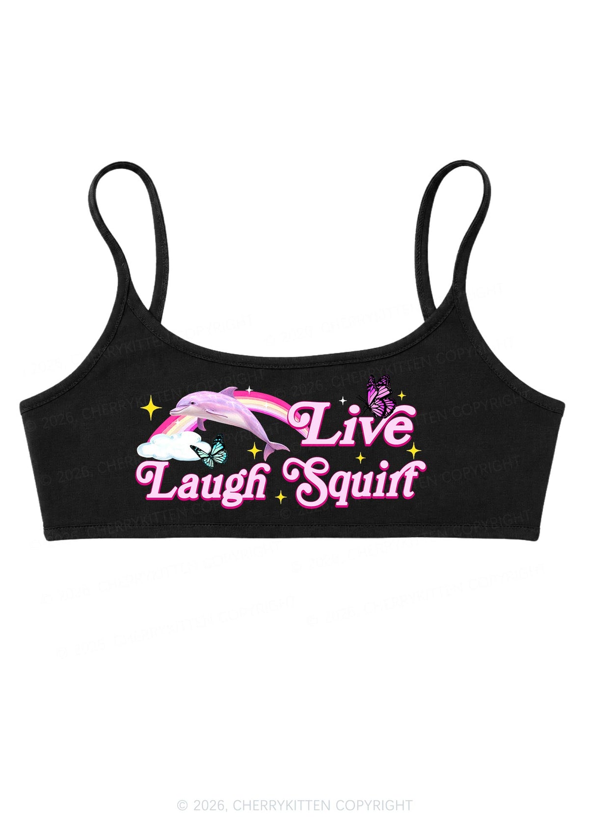Live Laugh Squirt Y2K Super Crop Cami Cherrykitten