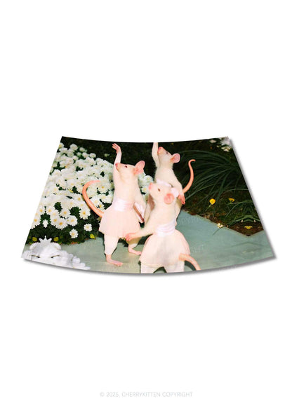 Ballet Rats Y2K Print Mini Skirt Cherrykitten