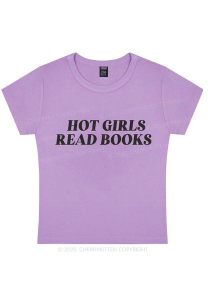 Hot Girls Read Books Y2K Baby Tee Cherrykitten