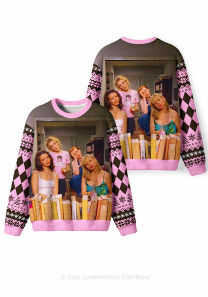 Girl Puzzled Y2K Knit Sweatshirt Cherrykitten