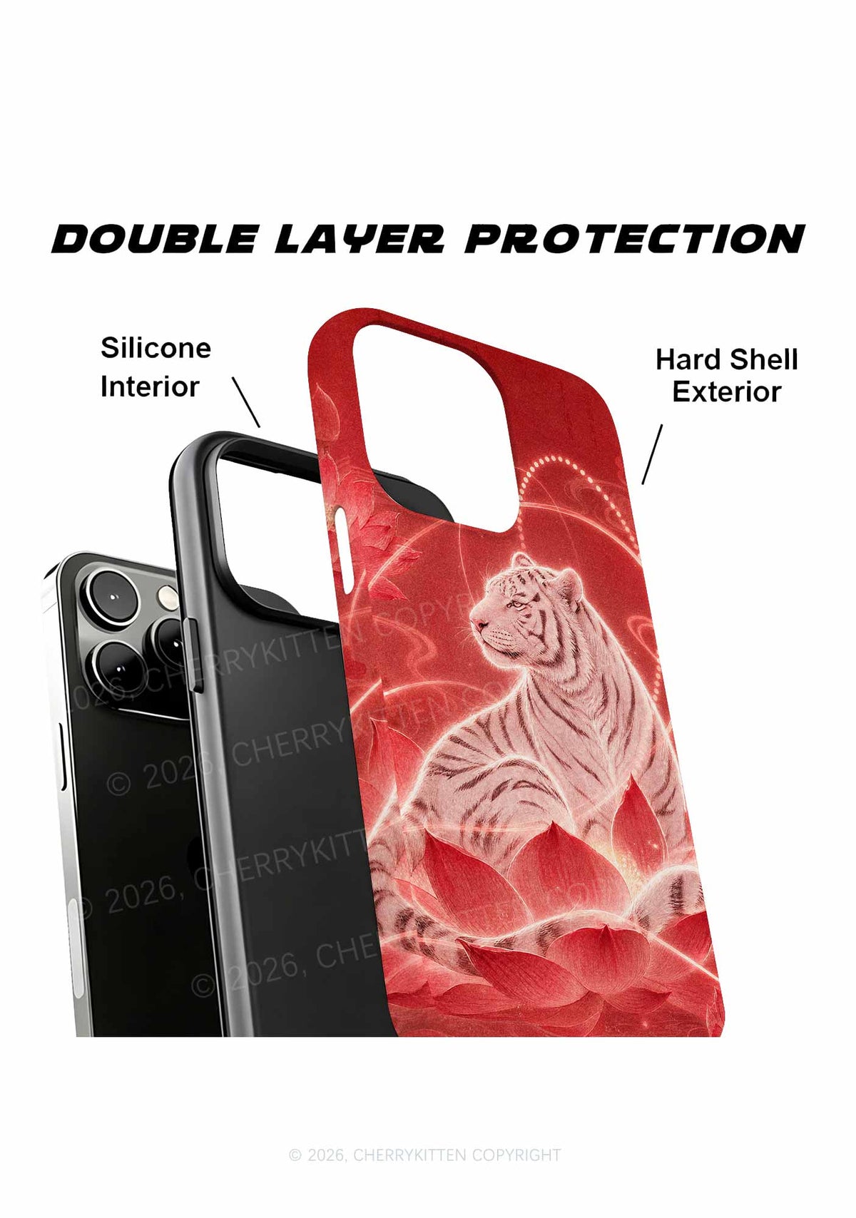 White Tiger Red Lotus Y2K Phone Case Cherrykitten