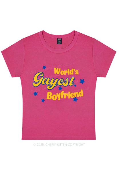 Worlds Gayest Boyfriend Pride Y2K Baby Tee Cherrykitten
