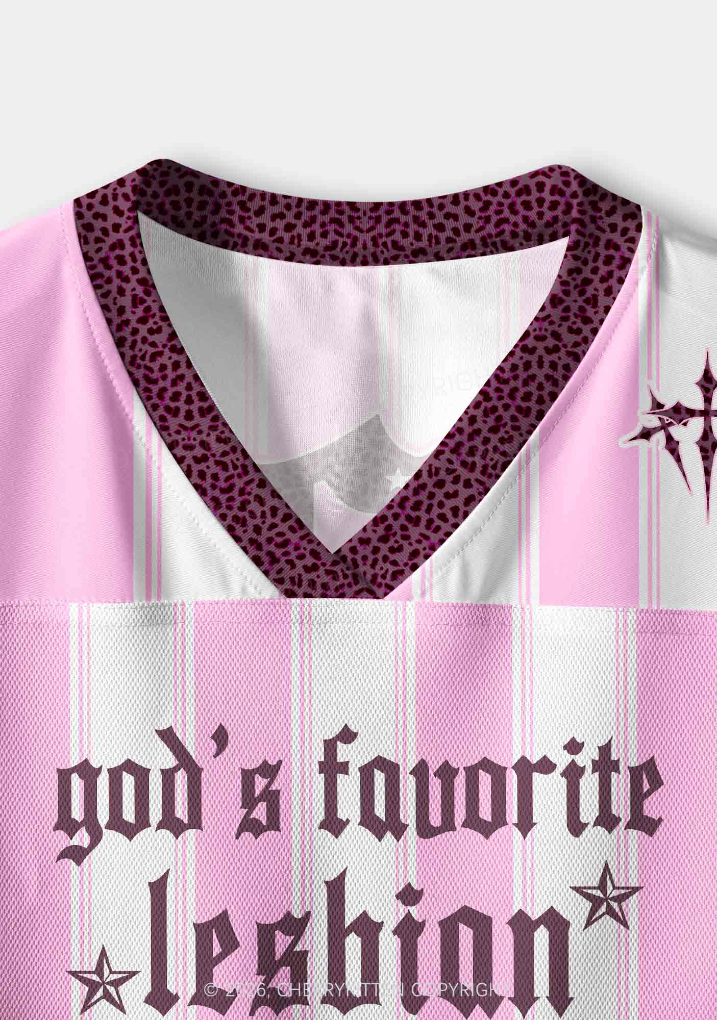 Gods Favorite Lesbian Pride Y2K Crop Sport Jersey Shirts Cherrykitten