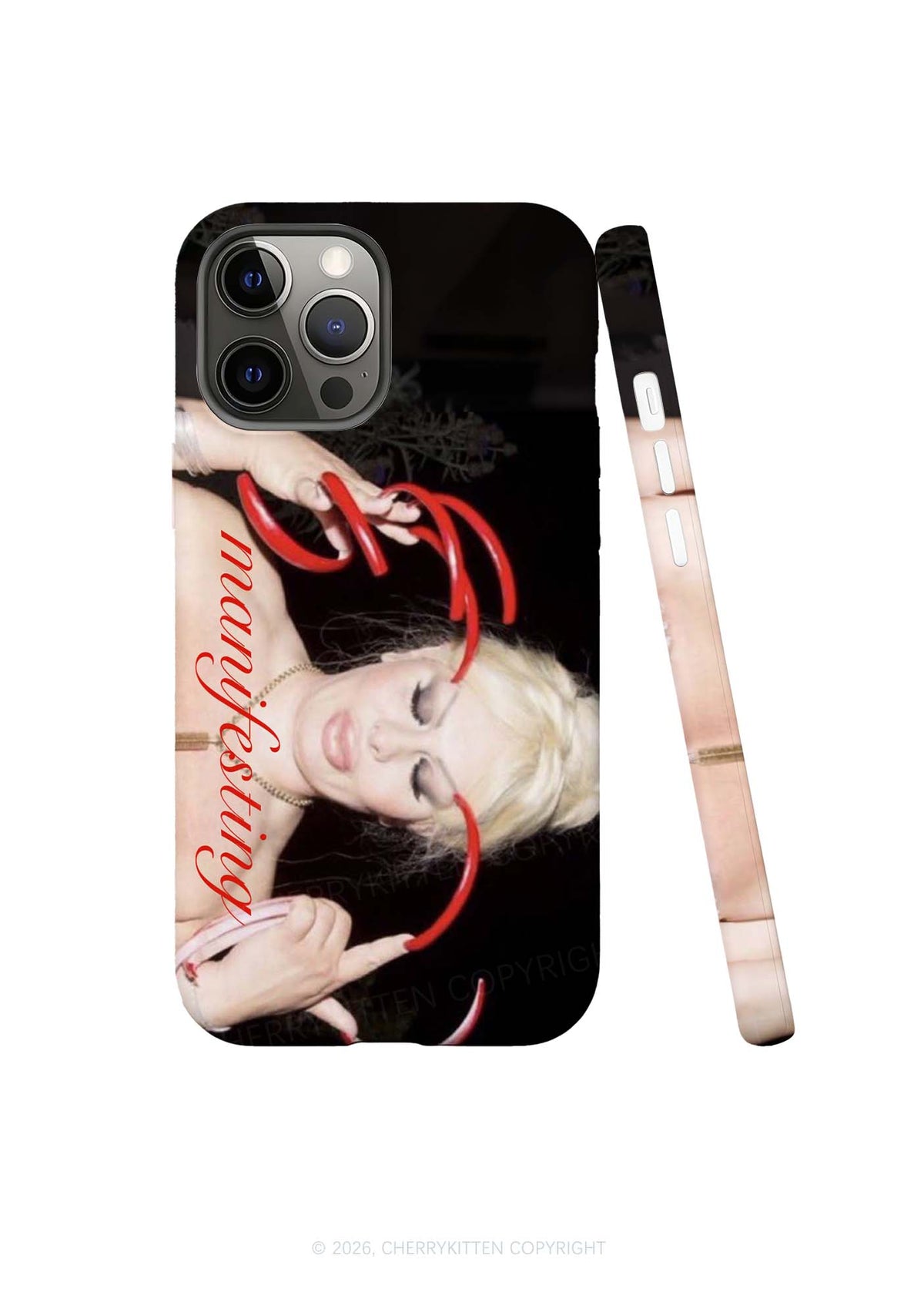 Manifesting Long Red Nails Y2K Phone Case Cherrykitten
