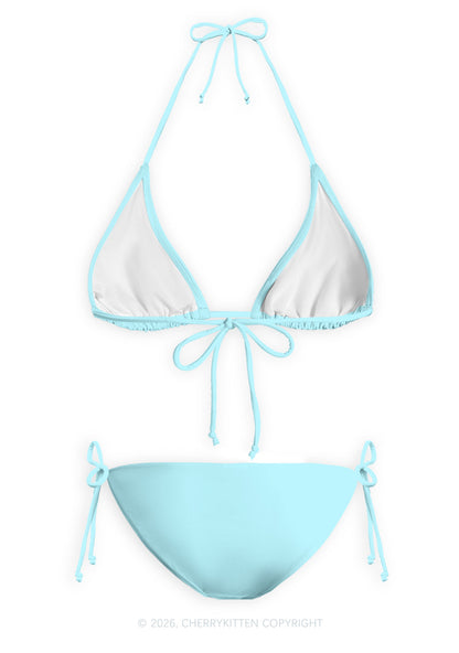 Blue Faggot Pride Y2K Print Bikini Set Cherrykitten