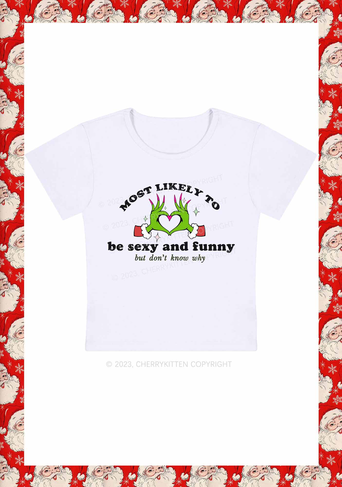 Queen Heart Be Funny Christmas Y2K Baby Tee Cherrykitten
