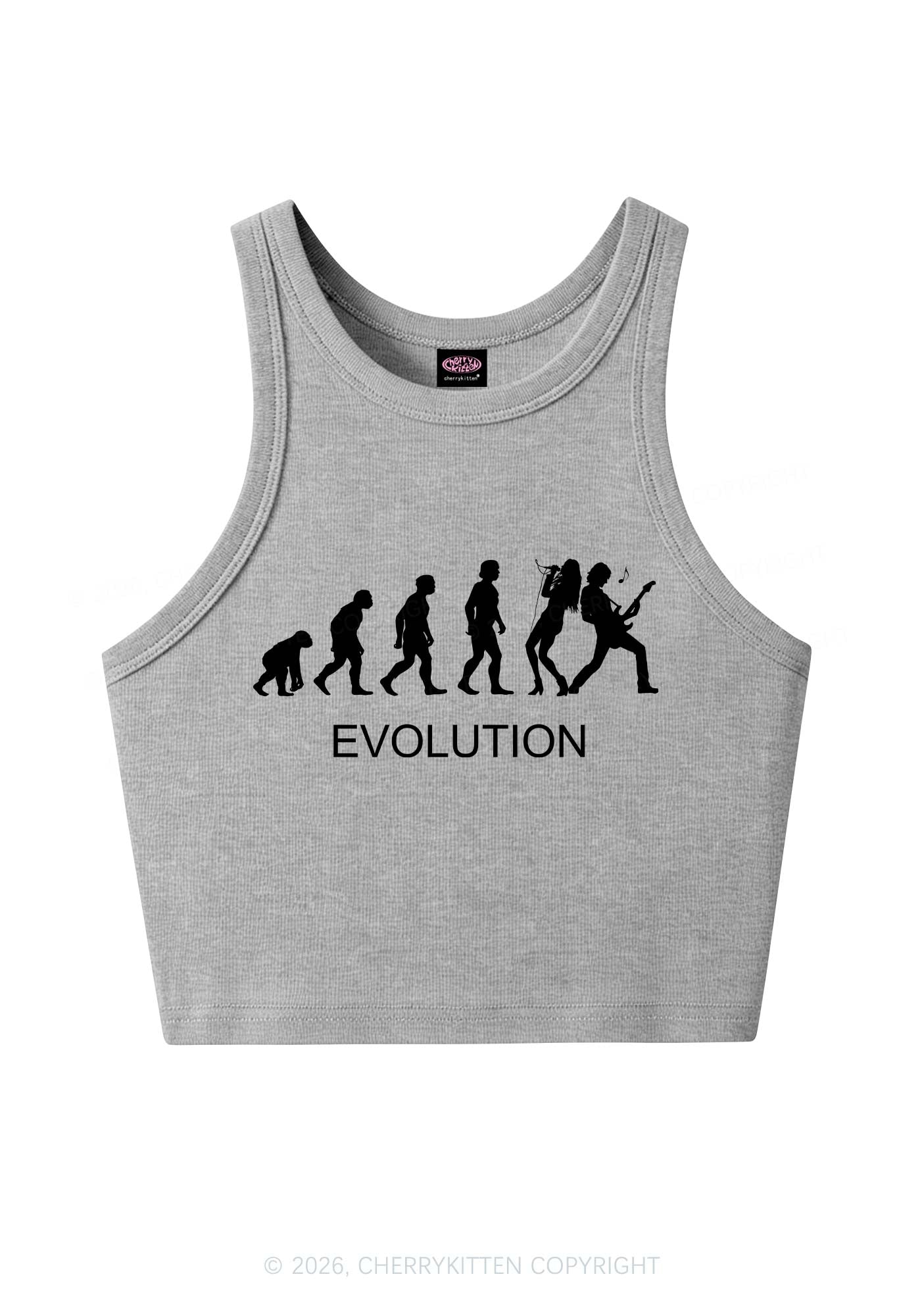 Evolution Rock Band Y2K Crop Tank Top Cherrykitten